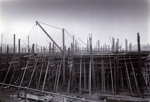El rompehielos transbordador de trenes SS Baikal en construcción por Sir W.G. Armstrong Mitchell and Co. Ltd., en el astillero Low Walker, Newcastle upon Tyne en 1896, Número de astillero 647